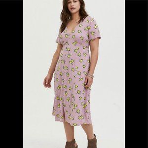 Torrid Lemon Print Dress Purple/Pink